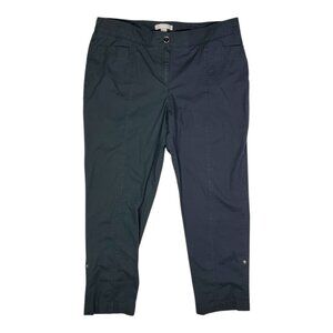 Chico's Size 2 (L) Black Cotton Pants Roll Tab Cuffs